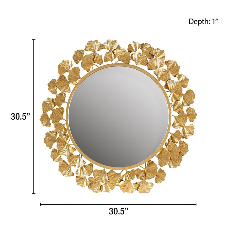Small Round mirror 6 home decor, Gold Leaf Wood Wall hanging circle  mirror