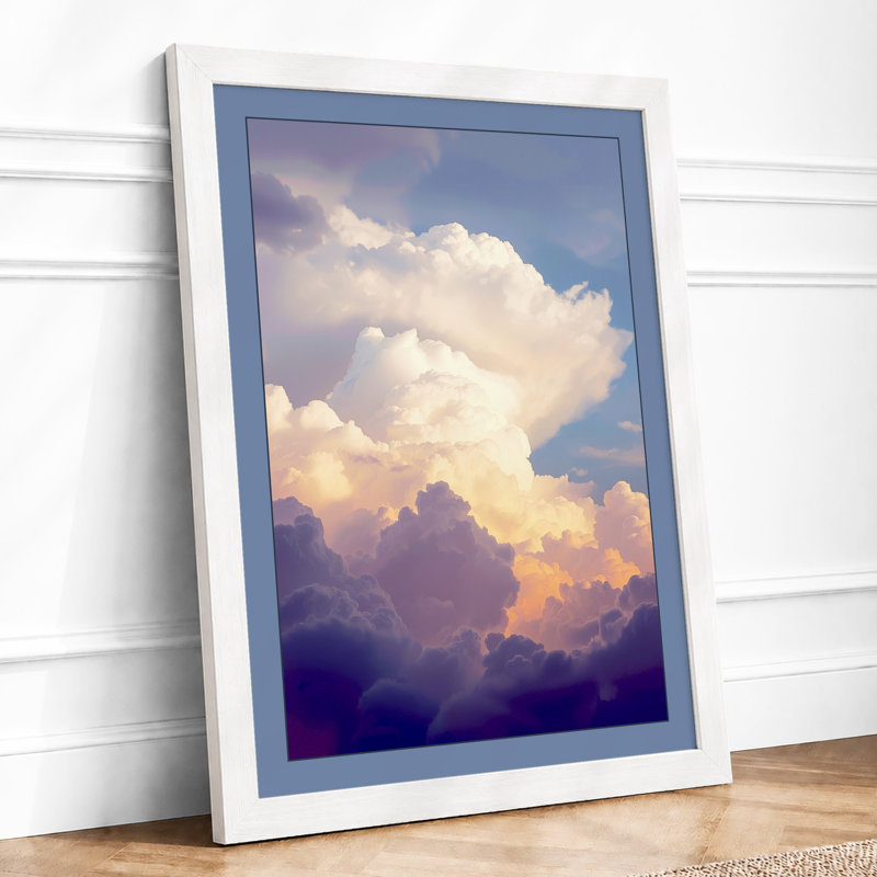 Towering Cloudscape Modern - Framed Print, A2 - 59.4 x 42.0 cm, White