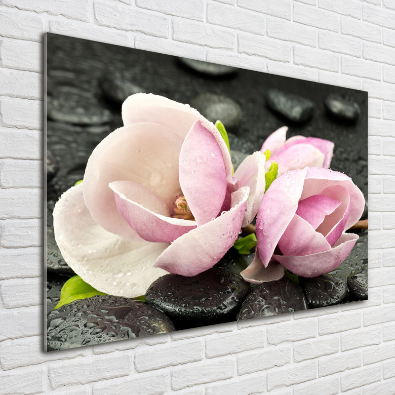 Magnolia Stone Zen - No Frame Print on Glass