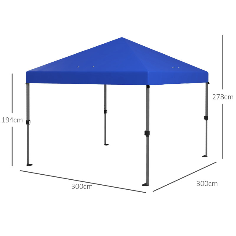3m x 3m Steel Pop Up Canopy, Blue