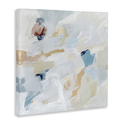 Art mural subtil abstrait avec toile flottante bleue par Victoria Barnes