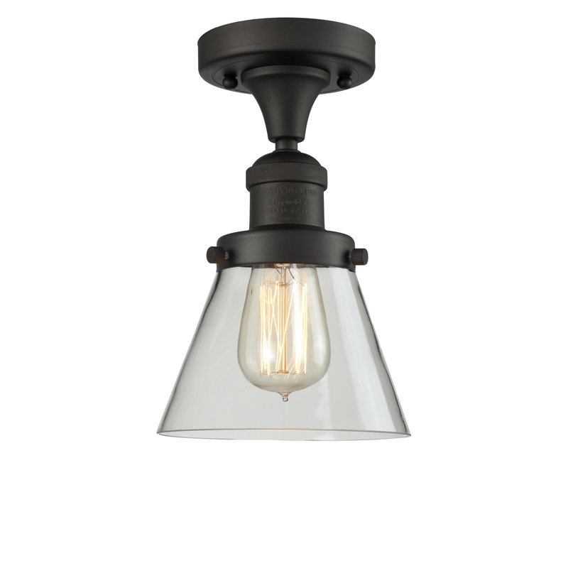 Glass Semi Flush Mount, Oil Rubbed Bronze, Clear