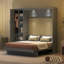 Lit escamotable mural Murphy avec tablettes, garde-robe et lumières DEL-376570848-376570855