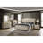 Ivory/Camel Queen LED Upholstered Wingback Bed