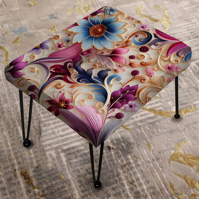 Motif de marguerites mauves et bleues à motif cachemire romantique mauve et bleu