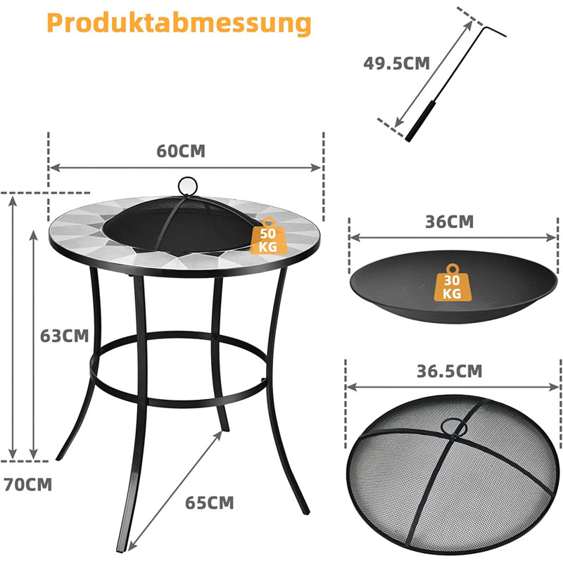 Launcelot Round Iron Wood Burning Smokeless Fire Pit Table