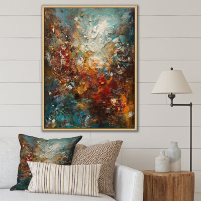 Autumn Bliss Afternoon Abstract Red Orange Blue I - Abstract Painting Framed Prints