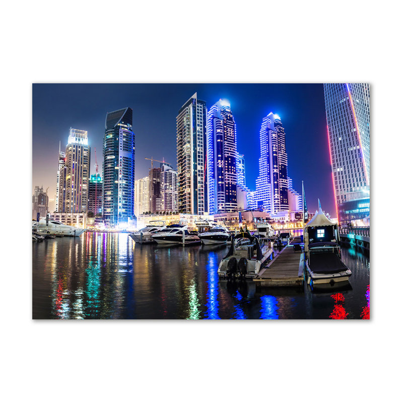 Dubai At Night - Wrapped Canvas Print