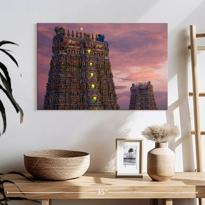 Temple Adella Meenakshi, crépuscule, H 16 po x l 24 po