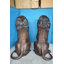 Paire de statues lion en bronze grandeur nature, majestueuse sculpture idéale pour la maison et le jardin, L 55 po x l 28 po x H 60 po