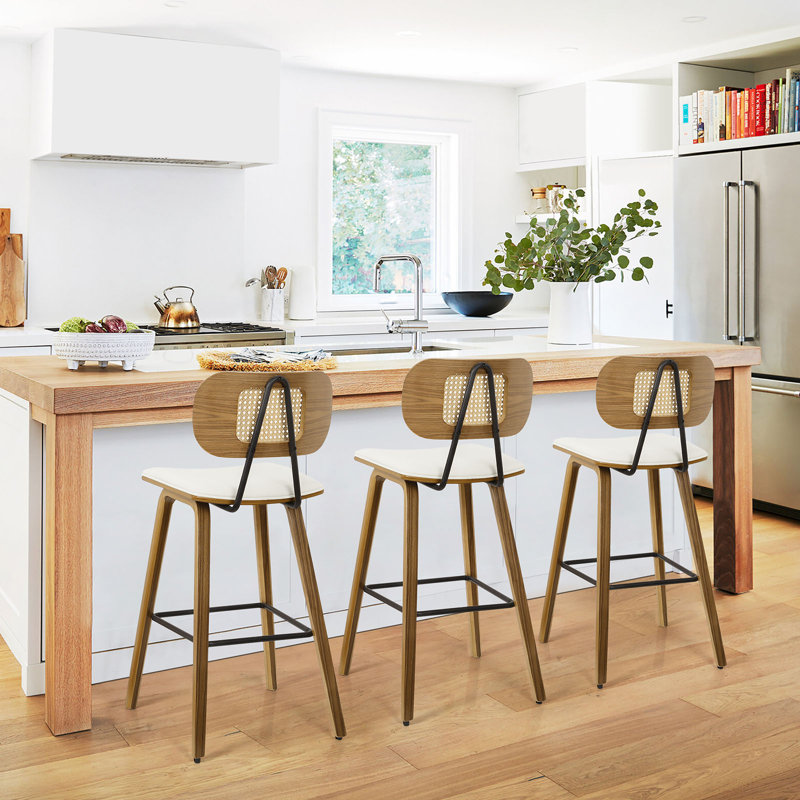 Latitude Run® Upholstered Rattan Counter Bar Stool Reviews