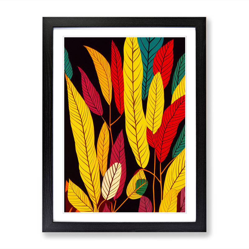 FRM-V0523-162X Autumn Forest Leaves Vol.2 1 Piece Single Picture Frame Wall Art, 34cm H x 25cm W x 2cm D, Black Framed