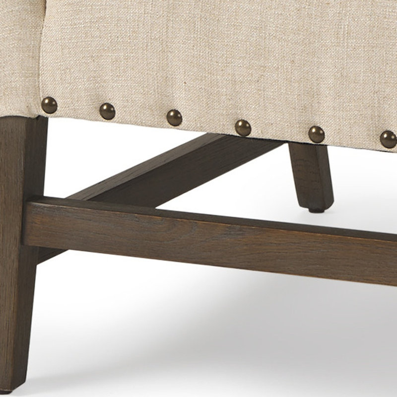 Chaise avec accoudoirs 30 po en lin et bois brun et crème