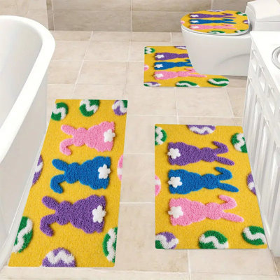 Ensemble de 4 tapis de bain lapin et œufs de Pâques
