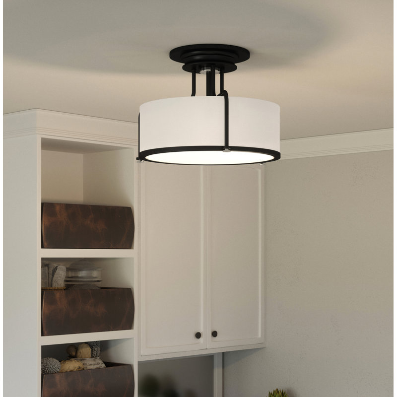 Plafonnier semi-encastré 3 lumières 17,5 po Dabira, Noir terre