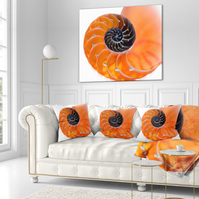 Coussin orange Nautilus - imprimé abstrait, 18 po x 18 po, Coussin décoratif