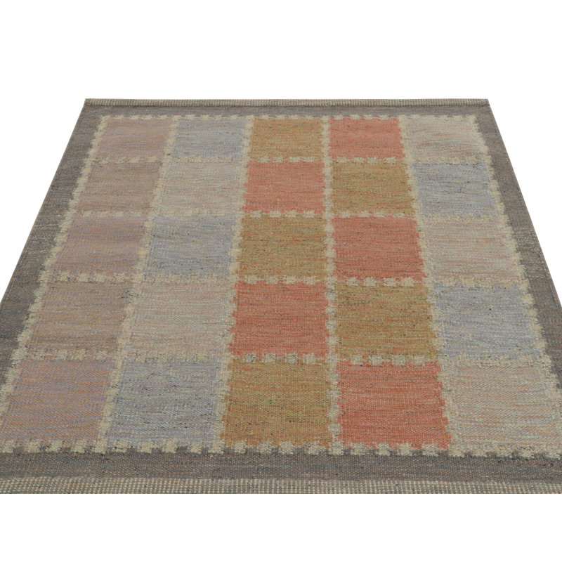 Scandinavian Wool Geometric Area Rug, Recatangle 9' x 12'