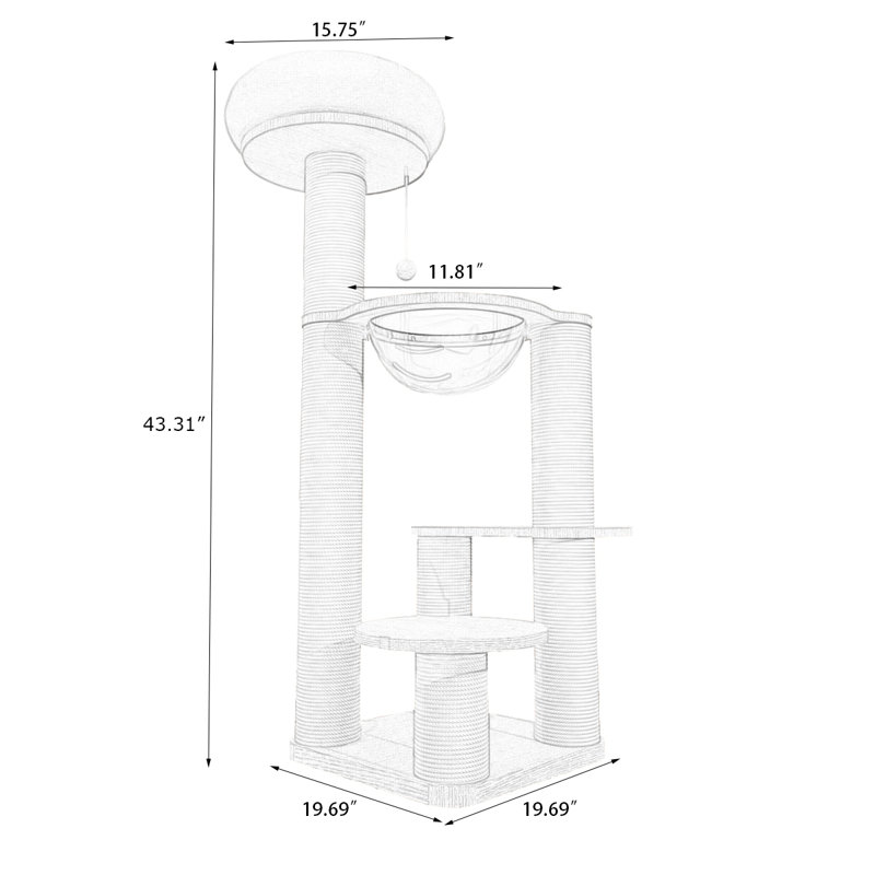 4-Tiers Cat Tree with Cat Condons,Perch,Scratching Posts
