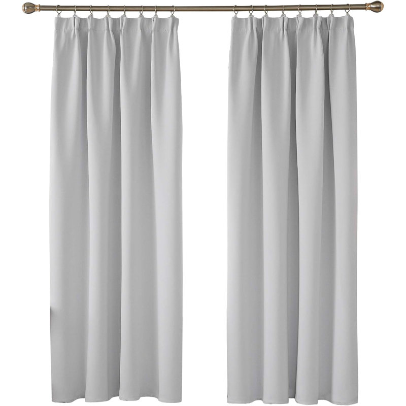 Blackout Curtain, Grey/White