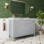 Meuble-lavabo autoportant de 48 po entièrement assemblé avec structure en bois massif et plateau en marbre d'ingénierie-126271409