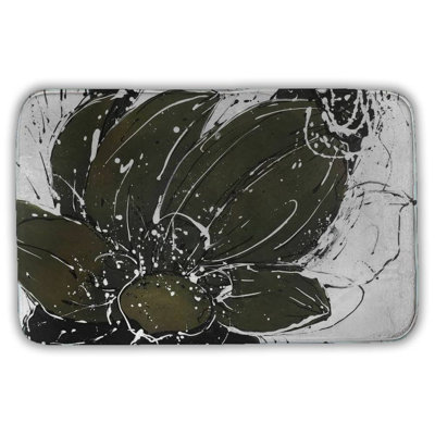 Abstract flower with paint splash Bath Mat with Non-Slip Backing - Quick Dry Memory Foam Bathroom Rug - Absorbent - Modern Plush Spa-Style - Machine Washable