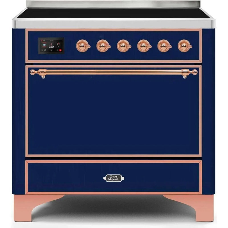 Cuisinière à induction sur pieds 36 po Majestic Ii, Bleu minuit / cuivre