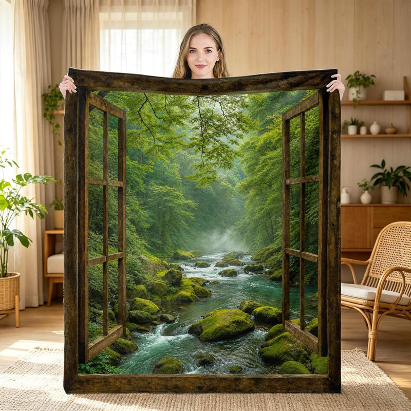 Jeté vert forêt 60 po x 80 po, 80" L x 60" W