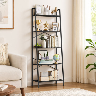 5-Tier Metal Ladder Bookcase with Lighting