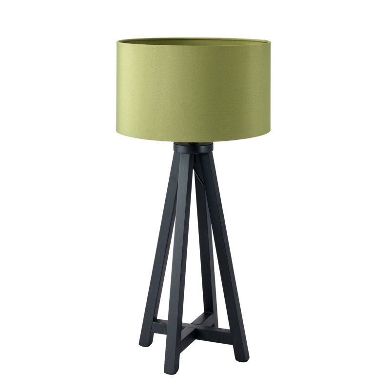 Dzifa Solid Wood Tripod Lamp, Black