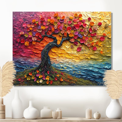 Arbre en fleurs avec fleurs rouges - Art floral mural