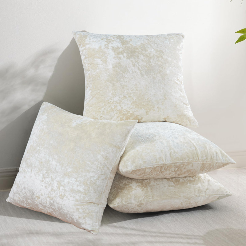 Crushed Velvet Throw Pillow Covers, Gardenia