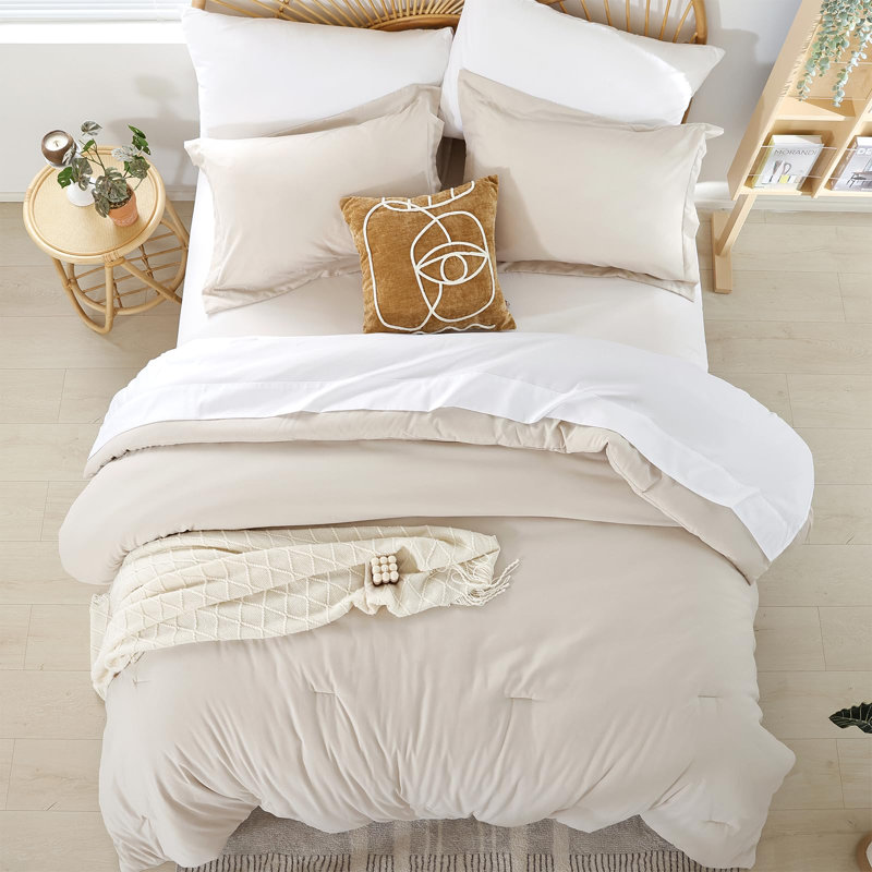 Fluffy Comforter Set 5 Pieces-Bedding Set for All Seasons Soft Comforter With Fitted Sheet, Flat Sheet, Pillow Sham, Pillowcase