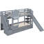 Lit superposé Twintwin avec glissade, 2 tiroirs gris, 3 tablettes et une glissoire. Structure en pin stable. Pour plus de 6 ans. Aucun matelas fourni-1902392956-1902392959