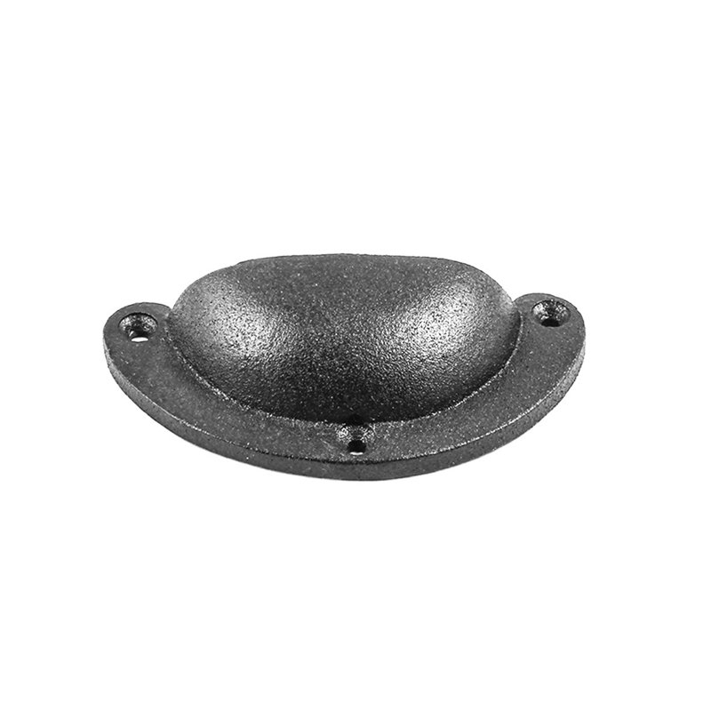 Antique Black Iron Cup Cabinet Pulls with Mounting Hardware, Set of 10