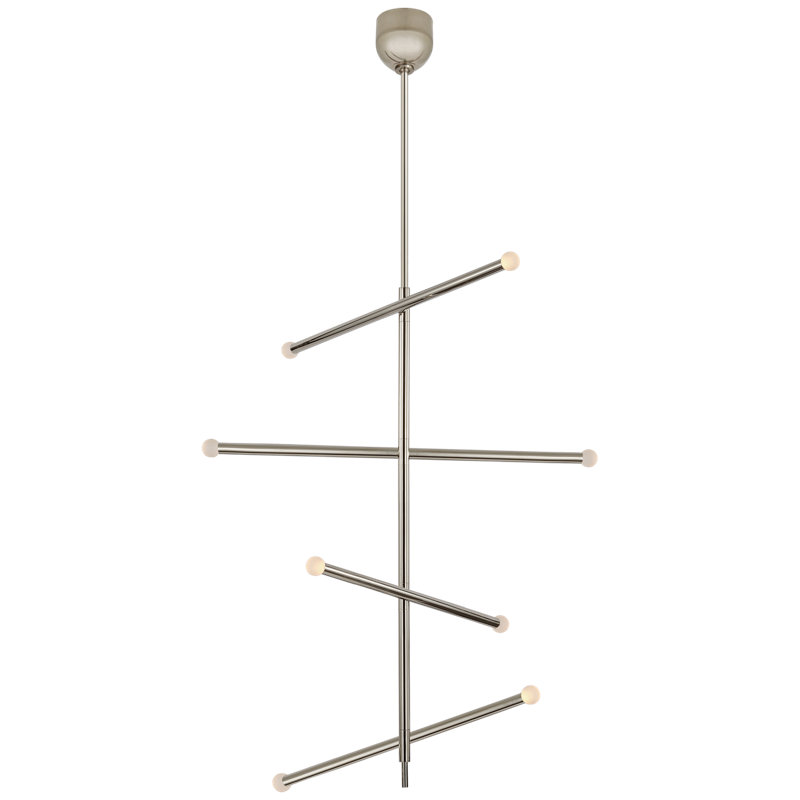Kelly Wearstler Rousseau Large Articulating Chandelier, 47.5" H x 48" W x 3" D, Etched Crystal Orb, Polished Nickel
