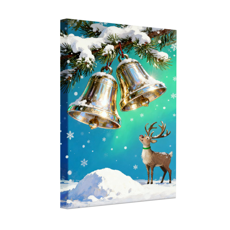Scène d'hiver renne de Noël, H 36 po x l 24 po
