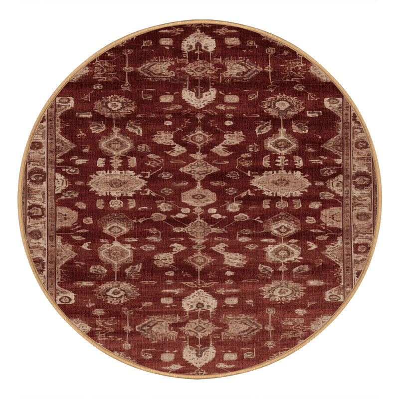 Machine Washable Overdyed Brown Area Rug, Round 8'