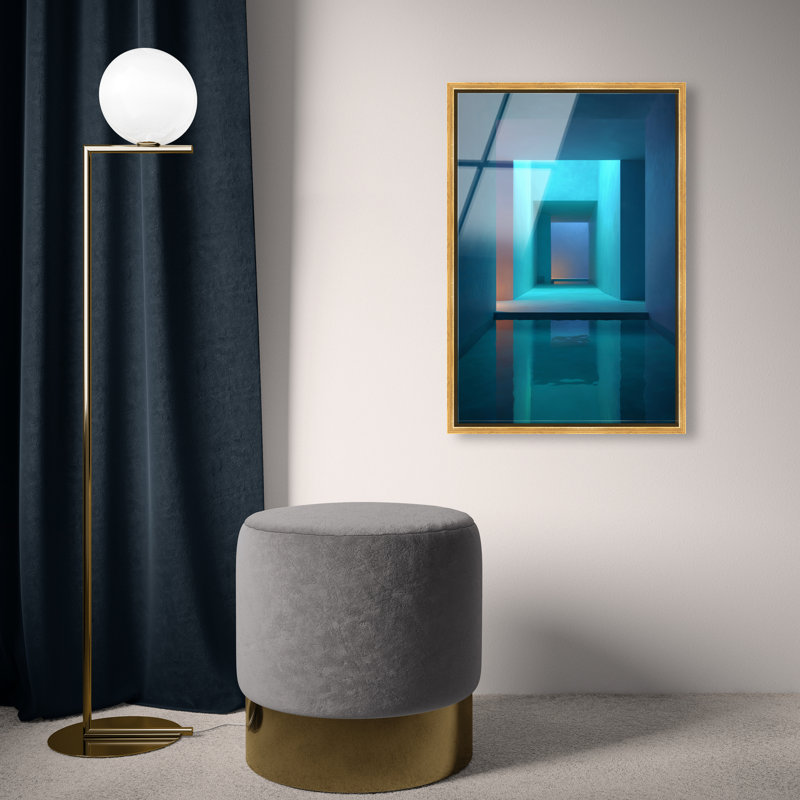 Cerulean Corridor I Print, 37"H x 25"W, Gold Floater Frame