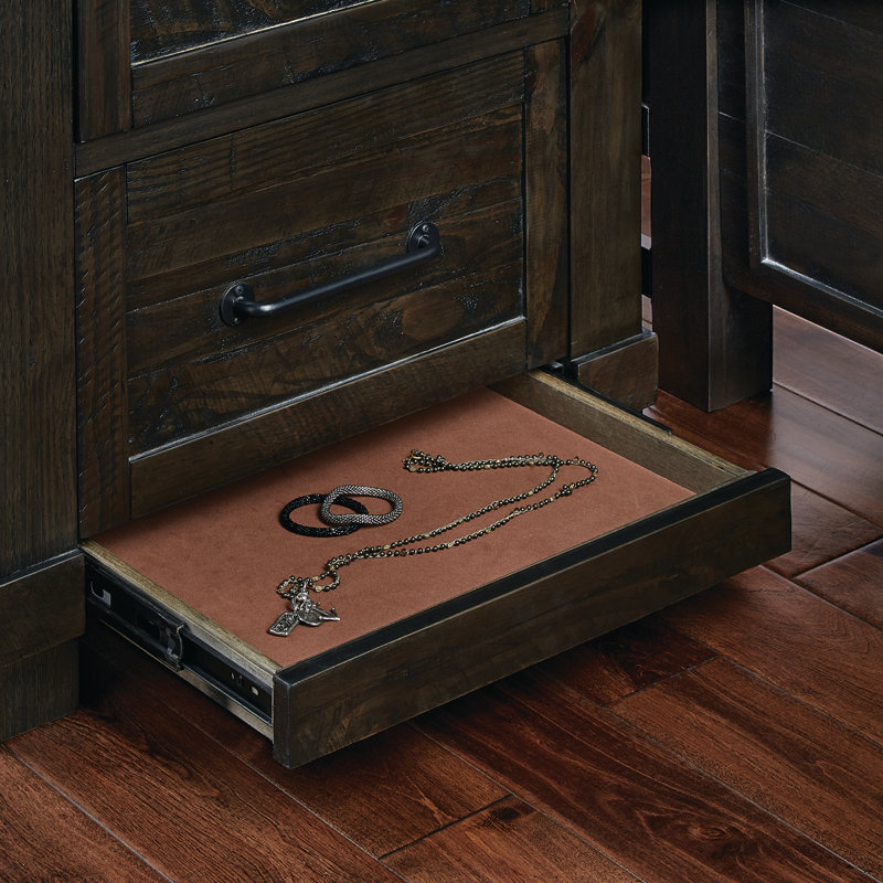 Carney 3-drawer Solid Wood Nightstand, Charcoal