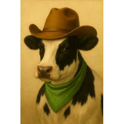 Farm Cow Cowboy Portrait by Sinead