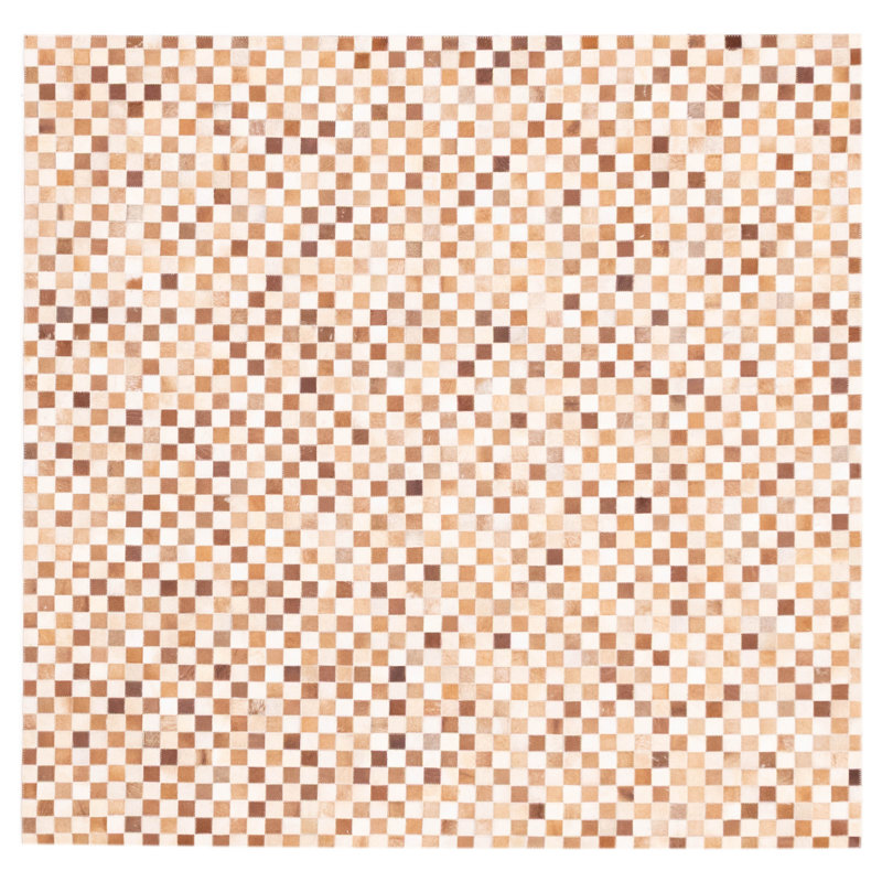 Tapis brun en cuir de vache patchwork 5 pi 11 po x 5 pi 11 po