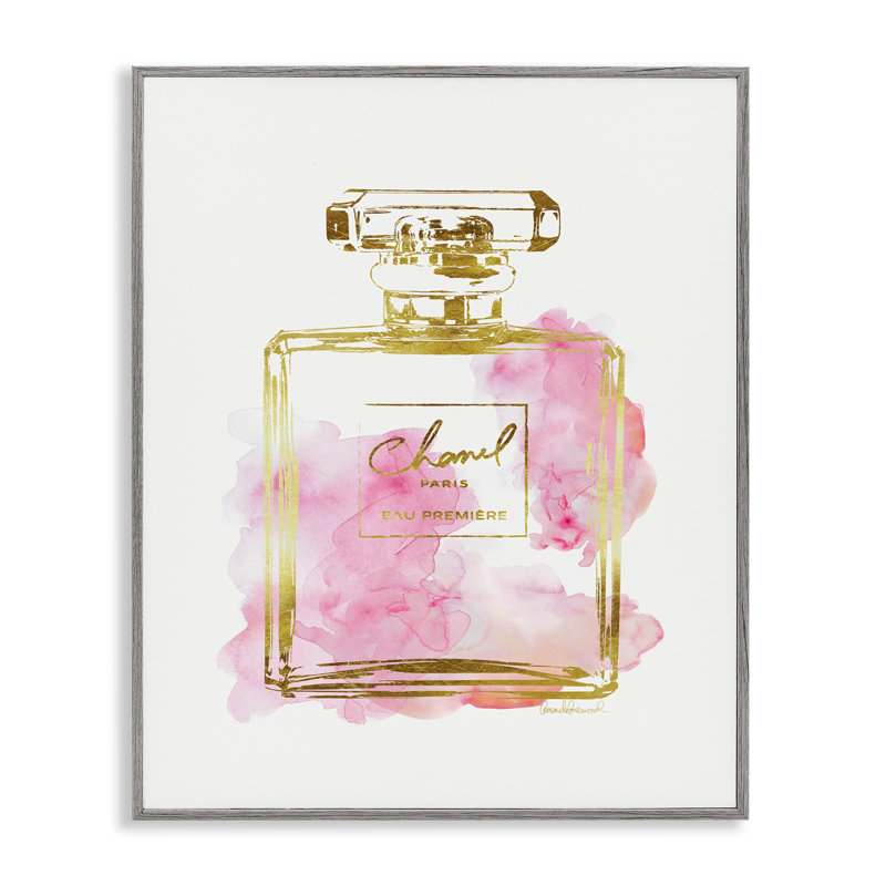 'Perfume Bottle' Graphic Art Print, 30" H x 24" W x 1.5" D, Farmhouse Grey Framed Giclee