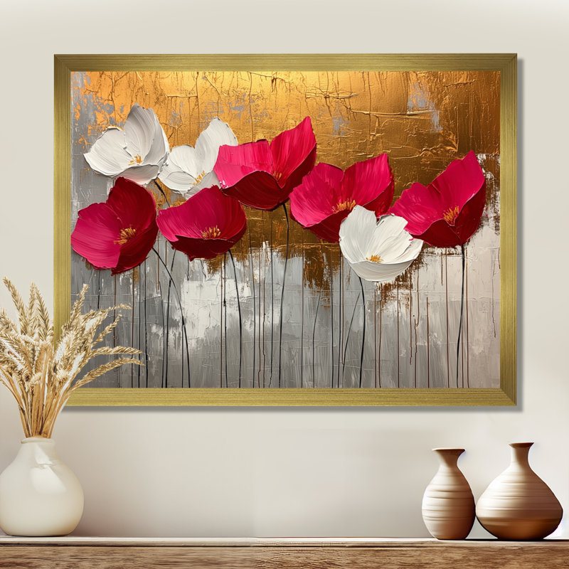 Lozoya - Floral Large Wall Art, H 30 po x l 40 po, Cadre simple, Doré