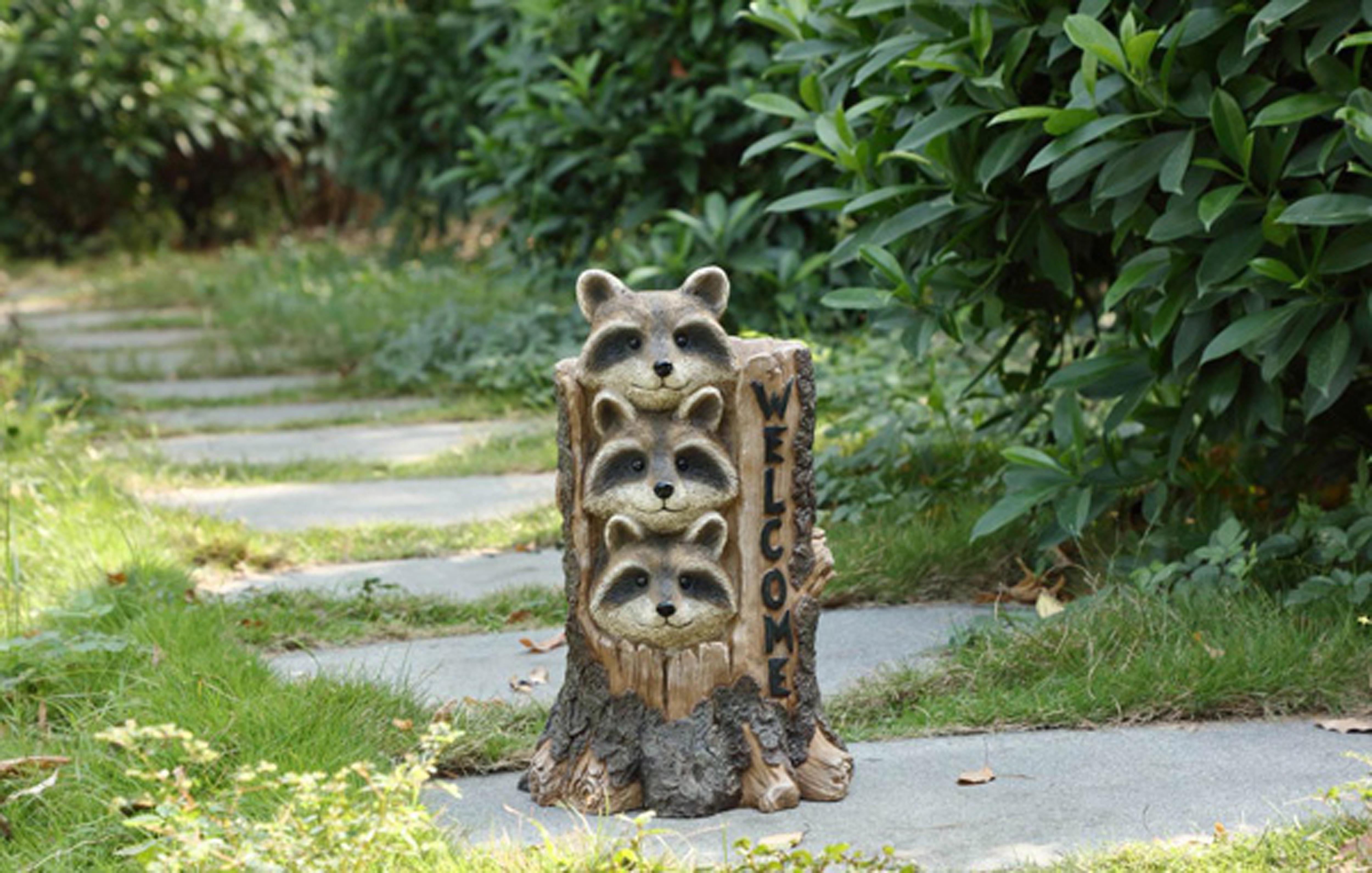 Hi-Line Gift Ltd. Stacking Raccoon Welcome Sign (HI-LINE EXCLUSIVE ...
