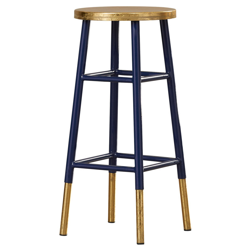 Worcester Counter Stool with Metal Frame, Navy/Gold