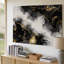 Toile, création d'une composition abstraite avec un design tourbillonnant d'art mural noir, textures blanches et dorées-1668065568