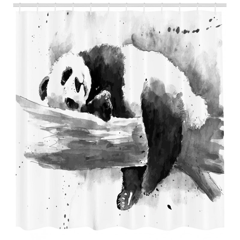Ensemble de rideau de douche couching panda, H 84 po x l 69 po