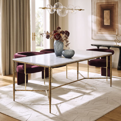 Rivet Modern Industrial Manufactured Wood Dining Table with Hammered Metal Base
