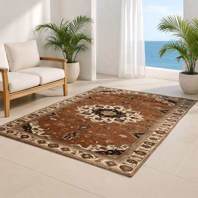 Tapis d'intérieur et d'extérieur brun Persian