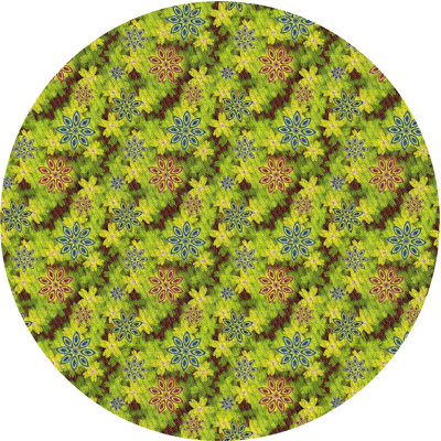 Tapis vert/jaune tissé à la machine